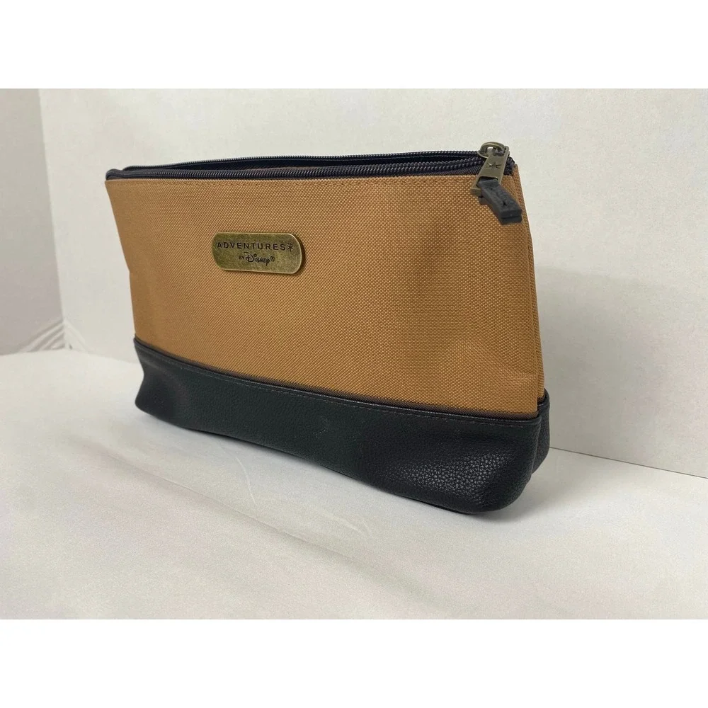 Adventures by Disney Collection Zipper Pouch Travel Cosmetic Bag Tan Black - Picture 2 of 6